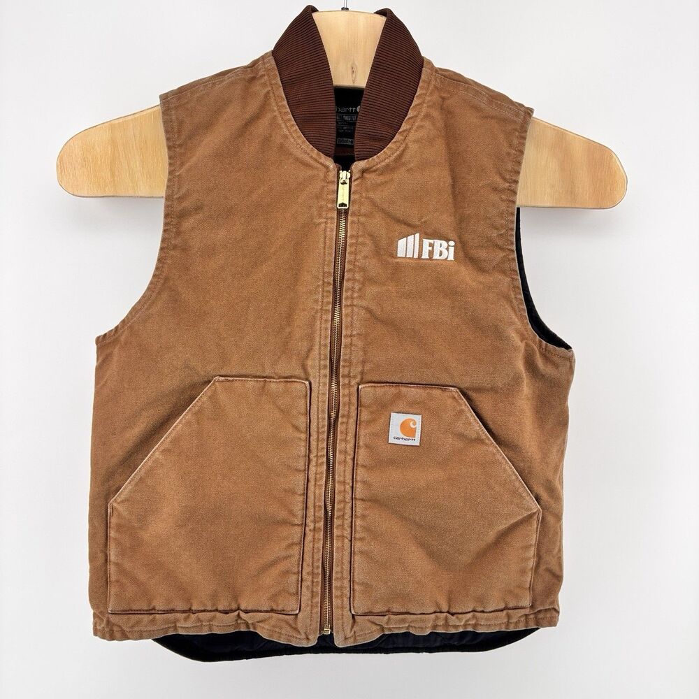 Carhartt V01-BRN Men's M Brown Duck Canvas Quilt Lined Vest Relaxed Fit